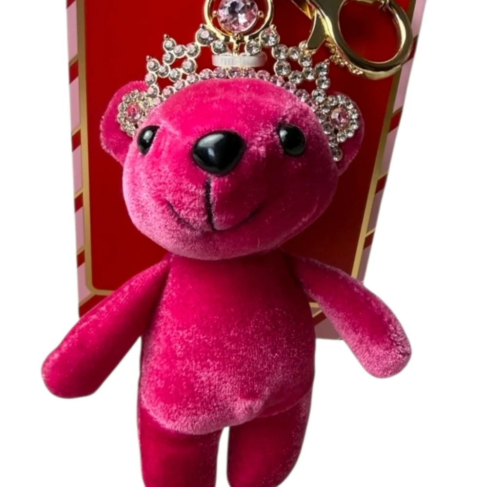 💕▪️Piper K▪️Pink Princess Bear Bag Charm with Rhinestones